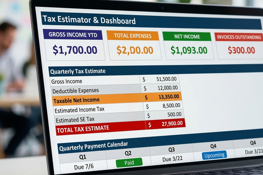 Tax Estimator Dashboard – Freelance Income Expenses and Quarterly Tax Excel