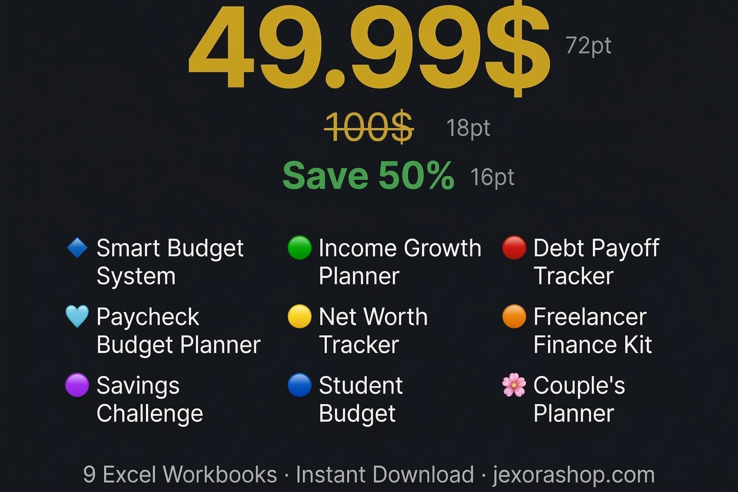 Jexorashop Complete Finance Bundle – All 9 Excel Spreadsheet Templates