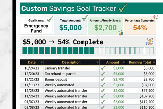 Savings Progress Bar – Visual Savings Goal Tracker Excel with Progress Bar