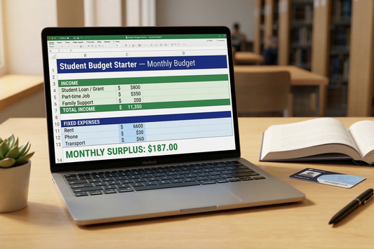Jexorashop Student Budget Starter – Monthly Budget and Expense Tracker Excel Spreadsheet