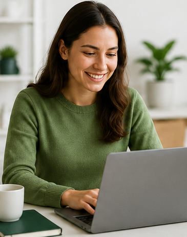 Confident person managing finances on laptop